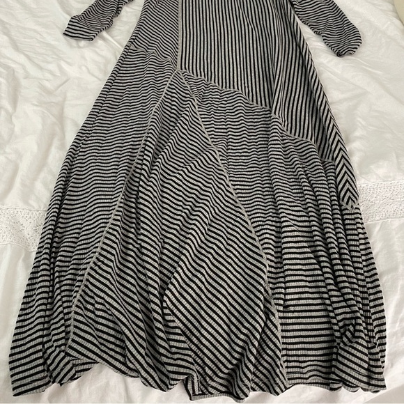 SOFT SURROUNDINGS SMALL Ryley Stripe Maxi Dress Stretch Diagonal Long Sleeve - Picture 4 of 9